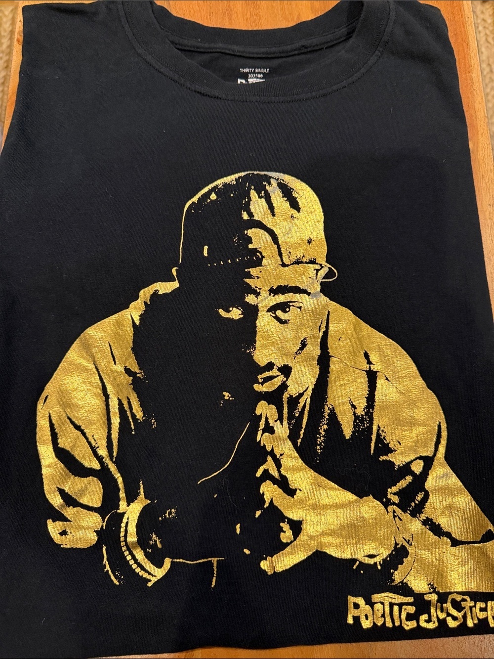 NWOT Poetic Justice Shirt with Gold Tupac Shakur Graphic